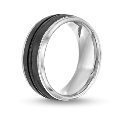 Men's 9.0mm Wedding Band in Tungsten with Black Ion Plate - Size 10