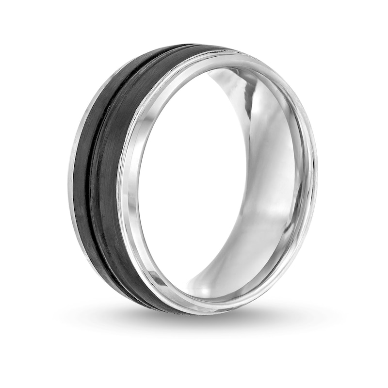 Men's 9.0mm Wedding Band in Tungsten with Black Ion Plate - Size 10