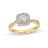 Thumbnail Image 0 of 0.90 CT. T.W. GIA-Graded Diamond Cushion Frame Crossover Shank Engagement Ring in 14K Gold (F/SI2)