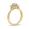 0.90 CT. T.W. GIA-Graded Diamond Cushion Frame Crossover Shank Engagement Ring in 14K Gold (F/SI2)