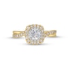 Thumbnail Image 3 of 0.90 CT. T.W. GIA-Graded Diamond Cushion Frame Crossover Shank Engagement Ring in 14K Gold (F/SI2)