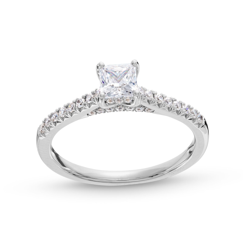 0.69 CT. T.W. Princess-Cut Diamond Engagement Ring in 14K White Gold