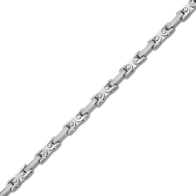 Men's 0.25 CT. T.W. Diamond Stirrup Link Bracelet in Stainless Steel - 8.5"