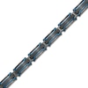 Thumbnail Image 0 of Men's Bar Link Bracelet in Black and Blue Ion-Plated Stainless Steel - 8.5"