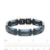 Thumbnail Image 3 of Men's Bar Link Bracelet in Black and Blue Ion-Plated Stainless Steel - 8.5"