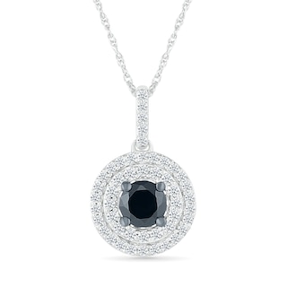 0.70 CT. T.W. Black and White Diamond Double Frame Pendant in 10K White Gold