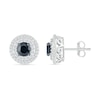 Thumbnail Image 1 of 1.00 CT. T.W. Black and White Diamond Double Frame Stud Earrings in 10K White Gold