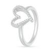 Thumbnail Image 1 of Diamond Accent Ribbon Heart Ring in Sterling Silver