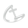 Thumbnail Image 0 of Diamond Accent Cross Bypass Open Shank Ring in Sterling Silver