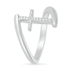 Thumbnail Image 1 of Diamond Accent Cross Bypass Open Shank Ring in Sterling Silver
