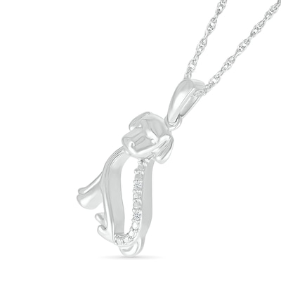 Diamond Accent Dog Outline Pendant in Sterling Silver