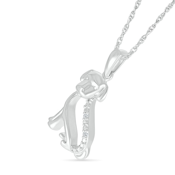 Diamond Accent Dog Outline Pendant in Sterling Silver