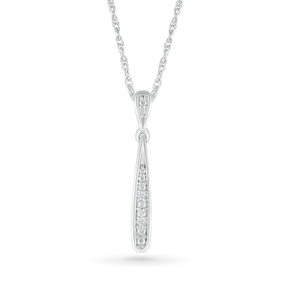 Diamond Accent Elongated Teardrop Pendant in Sterling Silver