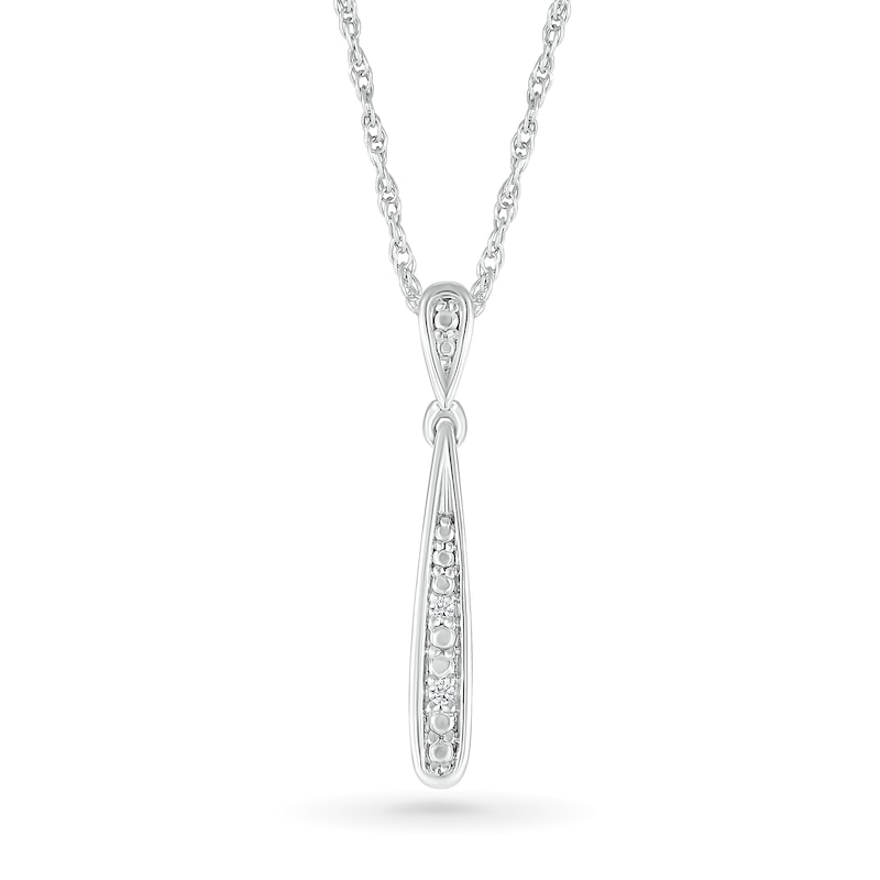 Diamond Accent Elongated Teardrop Pendant in Sterling Silver|Peoples Jewellers