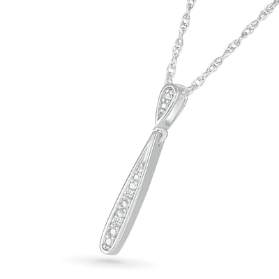 Diamond Accent Elongated Teardrop Pendant in Sterling Silver