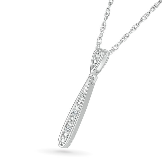 Diamond Accent Elongated Teardrop Pendant in Sterling Silver