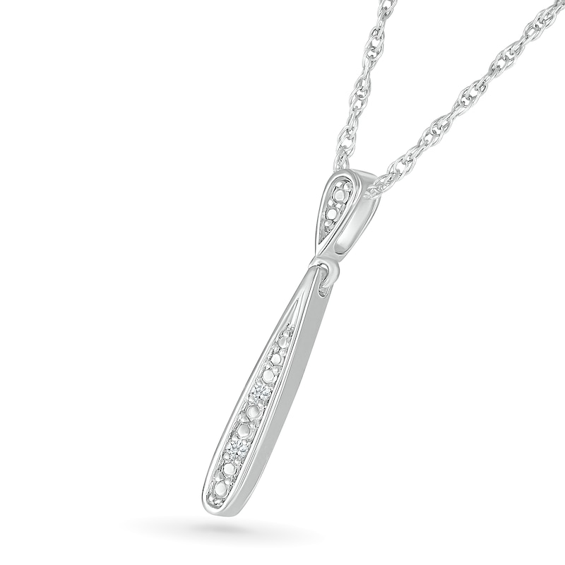 Diamond Accent Elongated Teardrop Pendant in Sterling Silver|Peoples Jewellers