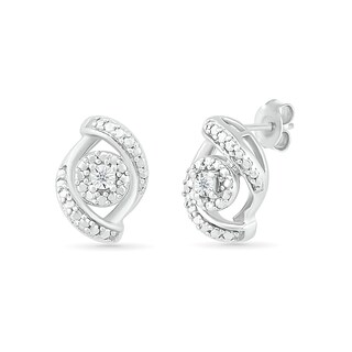 Diamond Accent Bypass Frame Stud Earrings in Sterling Silver