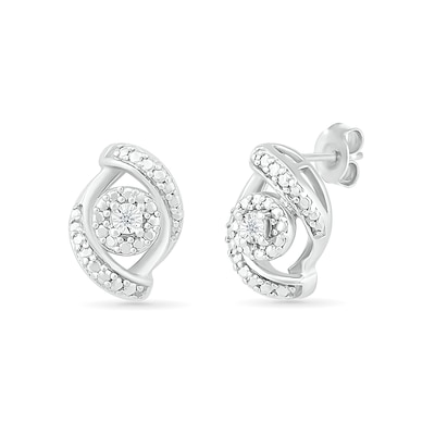 Diamond Accent Bypass Frame Stud Earrings in Sterling Silver