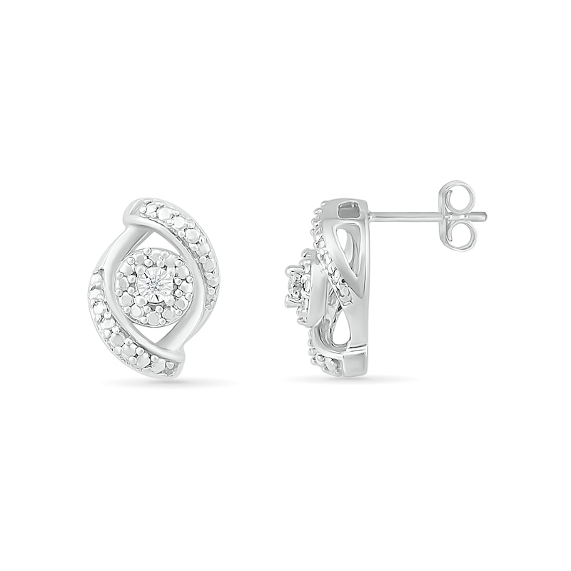 Diamond Accent Bypass Frame Stud Earrings in Sterling Silver