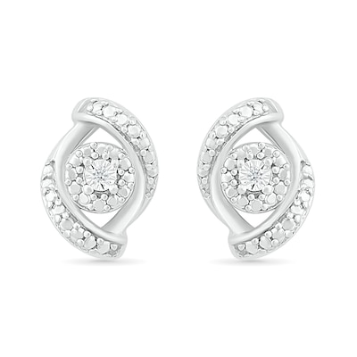 Diamond Accent Bypass Frame Stud Earrings in Sterling Silver