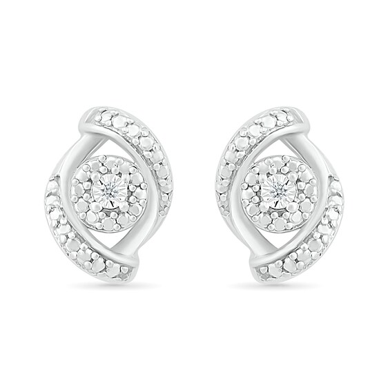 Diamond Accent Bypass Frame Stud Earrings in Sterling Silver