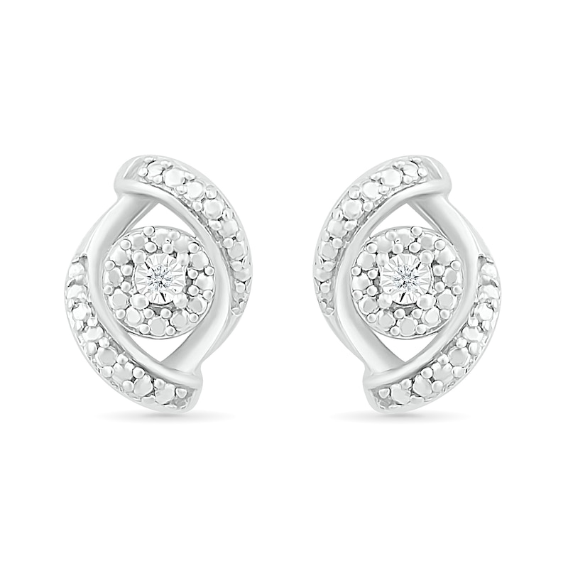 Diamond Accent Bypass Frame Stud Earrings in Sterling Silver