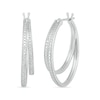 Thumbnail Image 0 of Diamond Accent Split Double Row Hoop Earrings in Sterling Silver