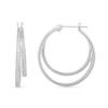 Thumbnail Image 1 of Diamond Accent Split Double Row Hoop Earrings in Sterling Silver