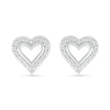 Diamond Accent Heart Outline Stud Earrings in Sterling Silver