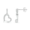 Diamond Accent Tilted Heart Drop Earrings in Sterling Silver