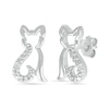 Thumbnail Image 0 of Diamond Accent Cat Outline Stud Earrings in Sterling Silver