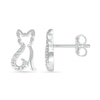 Thumbnail Image 1 of Diamond Accent Cat Outline Stud Earrings in Sterling Silver