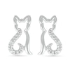 Thumbnail Image 2 of Diamond Accent Cat Outline Stud Earrings in Sterling Silver