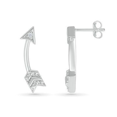 Diamond Accent Arrow Stud Earrings in Sterling Silver