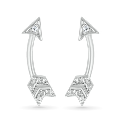 Diamond Accent Arrow Stud Earrings in Sterling Silver