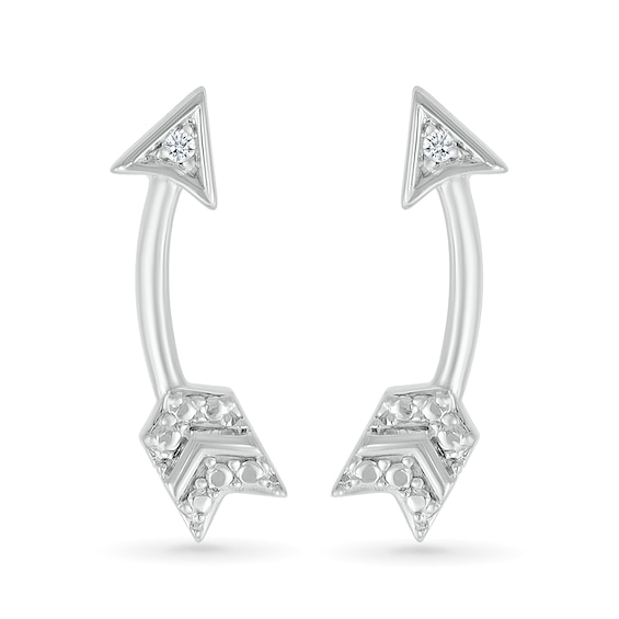 Diamond Accent Arrow Stud Earrings in Sterling Silver