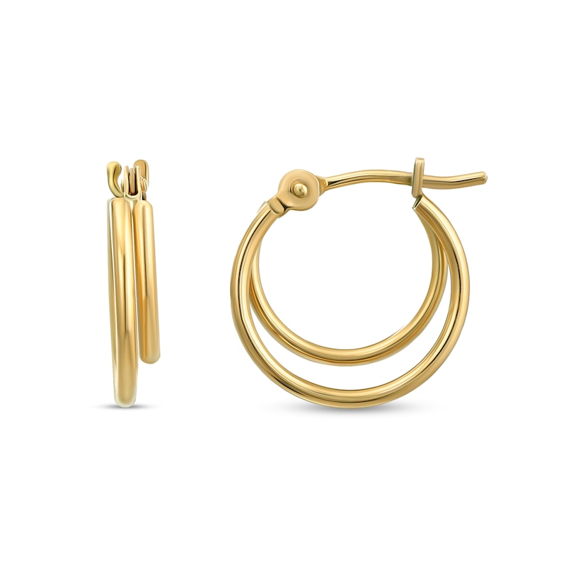 Double Loop Hoop Earrings in 14K Gold