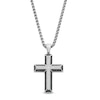 Thumbnail Image 0 of 0.50 CT. T.W. Black and White Diamond Cross Pendant in Stainless Steel with Black Ion Plate - 24"