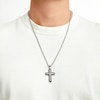 Thumbnail Image 1 of 0.50 CT. T.W. Black and White Diamond Cross Pendant in Stainless Steel with Black Ion Plate - 24"