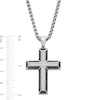 Thumbnail Image 2 of 0.50 CT. T.W. Black and White Diamond Cross Pendant in Stainless Steel with Black Ion Plate - 24"