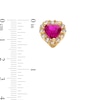 Thumbnail Image 1 of Child's Heart-Shaped Lab-Created Ruby and White Cubic Zirconia Frame Stud Earrings in 14K Gold