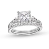 Thumbnail Image 0 of 1.50 CT. T.W. Certified Princess-Cut Lab-Created Diamond Frame Bridal Set in 14K White Gold (F/SI2)