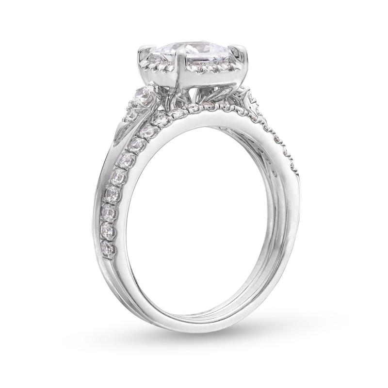 1.50 CT. T.W. Certified Princess-Cut Lab-Created Diamond Frame Bridal Set in 14K White Gold (F/SI2)|Peoples Jewellers