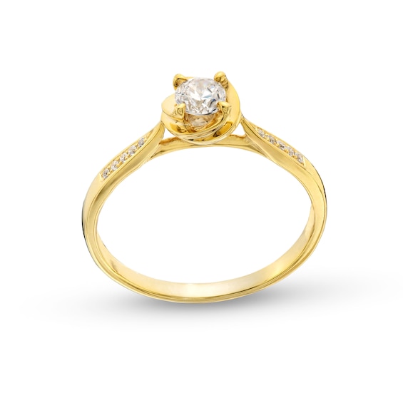 0.30 CT. T.W. Diamond Swirl Frame Tapered Shank Engagement Ring in 14K Gold