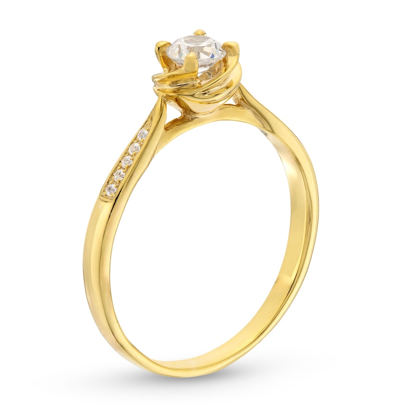 0.30 CT. T.W. Diamond Swirl Frame Tapered Shank Engagement Ring in 14K Gold|Peoples Jewellers
