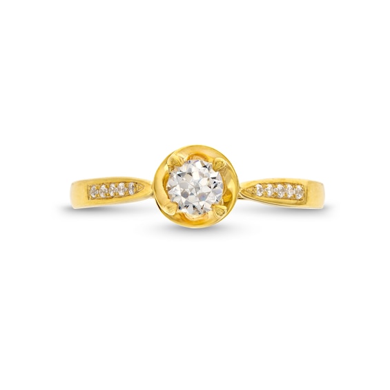 0.30 CT. T.W. Diamond Swirl Frame Tapered Shank Engagement Ring in 14K Gold