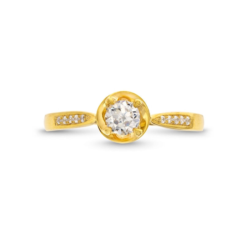 0.30 CT. T.W. Diamond Swirl Frame Tapered Shank Engagement Ring in 14K Gold|Peoples Jewellers