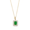 Thumbnail Image 0 of Emerald-Cut Emerald and 0.50 CT. T.W. Certified Lab-Created Diamond Pendant in 10K Gold (F/SI2)