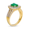 Thumbnail Image 2 of Emerald-Cut Emerald and 0.70 CT. T.W. Certified Lab-Created Diamond Ring in 10K Gold (F/SI2)